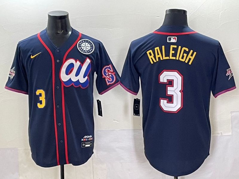 Men 2025 Seattle Mariners 3 Raleigh Drak Blue All star Nike MLB Jersey style 08